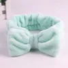 Pure kleur koraal fleece wassen gezicht bow haarband voor vrouwen meisjes hoofdbanden hoofddeksels haarbanden tulband haaraccessoires