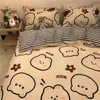 Meninos meninas cama conjunto de moda liso lenço adulto crianças cama cama edredom colcha capa pillowcase bonito cartoon urso bedding cx220315
