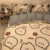 Boys Girls Bedding Set Fashion Flat Sheets Adult Children Bed Linen Duvet Quilt Cover Pillowcase Cute Cartoon Bear Bedding CX220315