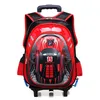 3D School Tags on Wheels Trolley Wireed Kids Rolling Backpacks for Boy Children Travel Bag 201117