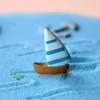 Miniatyrbåt mini segelbåt gul blå akvarium ornament material mossa terrarium mikro strand landskap medelhavsstil fair7455700