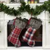 Plaid Christmas Stocking Ornament Tree Tree Pendant Plush Sock Kids Gift Bag Bag Happy New Home Party Decorat4666755