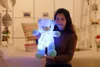 High quality cartoon cute music luminous ribbon bow tie bear plush toy Valentines day birthday gift Teddy doll built-in led colorful lights