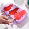 Bonito Silicone Sorvete Molde Roxo Snowman Molde de One-Peça Caseiro Popsicle Bandeja DIY Urso Paw Oval Ice Cube RRE12676