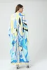 Women's Runway Dresses Sexy V Neck Ruched Picked Up Loose Design Printed Fashion High Street Long Robes Vestidos