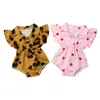 Sommarbarn nyfödd baby flicka kläder leopard hjärta ruffles baby tjejer rompers valentins dag kläder för baby flicka sommar 201023