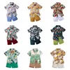 1-7 år Toddler Baby Boy Shorts Sets Hawaiian outfit, Spädbarn Barn lämna Blommig kortärmad skjorta Topp+korta kostymer