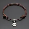 20st / Många Lucky Dog Paw Heart Charms Armband för Kvinnor Barn Röd Lädersträng Justerbar Bracelet DIY