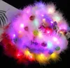 led羽毛バンドライト永遠のガーランドライトアップヘアリースクリスマス輝く花輪パーティーフラワーヘッドバンド装飾174 N2