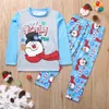 Família combinando pijamas de Natal conjunto mãe e criança roupas boneco de neve impressão romper swearshirt e calças pet cão pano lj201111