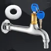 Bathroom Sink Faucets Anti-theft Extended Brass Faucet With Lock And Key 1/2inch Inlet Washing Machine Cold Water Lengthened Tap For Mop Poo