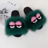 Hot Sale-Fashion Summer Gliders Kvinnor Kartong Fur Slippers Real Fox Fur Sneakers Ny Sponge Skin