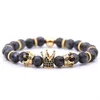 Smycken Multicolor Support FBA Drop Natural Volcanic Rock Handgjorda pärlstav armband Inlagd Zircon Crown Fashion Charm Armband