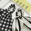 Bow Hair Scrunchies Women Hair Scarf Tie Rope Rubber Bands Long Streamer Ponytail Holder Hair Accessories Striped Dot Plaid Option4029507