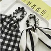 Bow Hair Scrunchies Women Hair Scarf Tie Rep Rubber Bands Long Streamer hästsvanshållare Hårtillbehör Randig Dot Plaid Option4996188