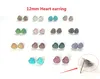 Fast Shipping Fashion Heart 12mm Resin Mermaid Druzy Earrings Stainless Steel Heart Shaped Earrings Handmade Stud for Women Jewelry