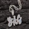 Hip Hop Custom Name Letter Collier Pendent avec chaîne de corde de 24 pouces Gol Silver Bling Zirconia Men Pendant Jewelry2083