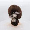 Slbridal Handmade Barock Copper Flower Pearls Wedding Hair Accessories Bridal Headband Hair Clip Barrettes Set Women Jewelry J011212B