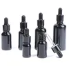 Essential Oil Black Glass Dropper Bottles Empty Euro Black Cap Refillable for Oils Travel