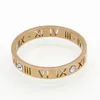 Новое кольцо в полный размер 6-10 из розового золота 18 карат с 4 бриллиантами и римскими цифрами из титановой стали на палец для мужчин и женщин284T