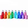 5ml Essential/basic Oil Bottles Roll on glass Roller Ball Massager Colorful Essential Oil Perfume Thick Glass Roller Bottles