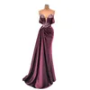 Ciemny Burgundia Merrmaid Suknia Wieczorowa Pleaty Zroszony Sweetheart Neck Prom Dresses Custom Made Party Suknie