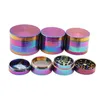 Rainbow Smoke Grinders Zinc Alloy Metal Tobacco Slipmaskiner 40/50 / 55/63mm Diameter 4 Delar Herb Grinder Rökning Tillbehör