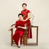 Ubranie etniczne Wysokiej klasy ręcznie robiony niestandardowy haftowany cheongsam elegancki czerwony ulepszony szczupły suknia ślubna