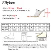 Terlik Eilyken Moda Kadınlar Yılan Baskı Peep Toe Stilettos Topuklu Yaz Hollow Nefes Örgü Renk Elmas Parti Shoes220308