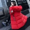 Neue Mode Frauen Jacke mit Pelzkragen Warme Kapuze Weibliche Damen Wintermantel Lange Parka Outwear Camperas 201210