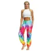 Européens en gros populaire multicolore Tie Dye Imprimer taille élastique poche lâche pantalons longs taille haute femme pantalon T200618