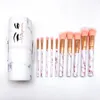 Nyaste Hot Sale 10st Marmor Makeup Brush Professional Makeup Brushes Foundation BB Cream HiQH Kvalitet med PU Bucket Gratis frakt