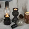 Creative Resine Crafts Nostalgic Lampe Kérosène Porte-bougie Décoration Vintage Couvercle en verre Lanterne Chandeliers Accueil Décor Cadeaux T200108