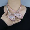 Chokers Hip Hop Bling Big Pendant Micro Pave Pink Cz White Yellow Tooth 5A Zirconia Tennis Chain Drip Lip Necklace1