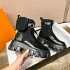 Boots Fall Winter Black Motorcycle Women Ankle With Wallet Side Pocket Leather Chunky Block Heel Ladies Platform Shoes Female1