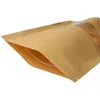 1000pcs / parti 9 * 14cm 10 * 15cm 12 * 20cm 20 * 30cm 22 * ​​31 Kraft Paper Bag Stand Up Förvaringspåsar med fönsterkedja Food Snack Nötter påse