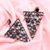 Dangle Lustre De Mode Gothique Triangle Gris Cristal Boucle D'oreille Pour Les Femmes Grand Punk Oreille Pendentifs Ethnique De Noce Bijoux En Gros