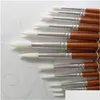 24pcs /lot Round Shape Nylon Hair Wooden Handle Paint Brush Set Tool For Art School Watercolor Acryli jllBUB yummy_shop