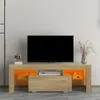 US Stock Home Furniture TV Stand with LED RGB Lights,Flat Screen Cabinet, Gaming Consoles - in Lounge Room, Living Room,WOOD337b