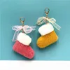 Plush Car Key Chain Ring Boże Narodzenie Buty Brelok Cute Koronki Łęk Torba Charms Wisiorki Xmas Prezent Cartoon Pompon Keyring Moda Akcesoria