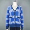 Vintage Synthétique Vison Cachemire Pull Femmes Harajuku Style Paresseux Dames Col En V Bouton Up Cropped Fuzzy Plaid Cardigan Tricoté Y200722