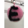 Özel 15cm büyük y çanta böcekleri pompon anahtarlık lüks alfabe tilki kürk top pom pom anahtar zinciri sırt çantası çanta çanta cazibesi T2008043948116