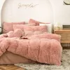 Doux quatre pièces chaud en peluche ensembles de literie roi reine taille luxe housse de couette taie d'oreiller couette marque lit couettes fournitures Chic270E