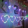 2.5M 138LED EU Plug en forme de coeur rideau de lumière chaîne de fées lumières de guirlande de Noël pour la fête de Noël lampe de décoration de mariage Y200903