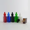 Flat Square Amber White Black Blue Green Red Glass Bottle 30ml 1 Oz E Liquid Parfum Dropper Etherische Olieplessen 20pcs