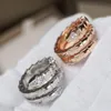 BUIGARI TOP kwaliteit ring luxe sieraden dames diamanten 18K verguld ontwerper officiële reproducties hoogste teller kwaliteit paar ringen groothandel