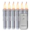 Confezione da 12 candele a batteria senza fiamma bianche calde remote, candele a led a cono lungo ambra, candele elettroniche, batteria non inclusa H1222