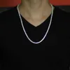 Men039s – chaîne de Tennis glacée à 1 rangée, collier de 3mm 4mm 5mm, bijoux Hip hop, nouveau 8095800