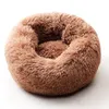 Hot lungo peluche letto per cani inverno caldo rotondo letti per dormire colore Soild morbido animale domestico cani gatto stuoia cuscino Dropshipping LJ201028