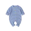 Infant Baby Boys Girls Hollow Out Rompers Clothes Children Boy Girl Kids Knitting Long Sleeve Pure Color 210429